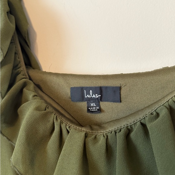 Lulus Olive Green Ruffled Tiered Compelling Romantic Maxi Dress Size XL - Picture 7 of 11